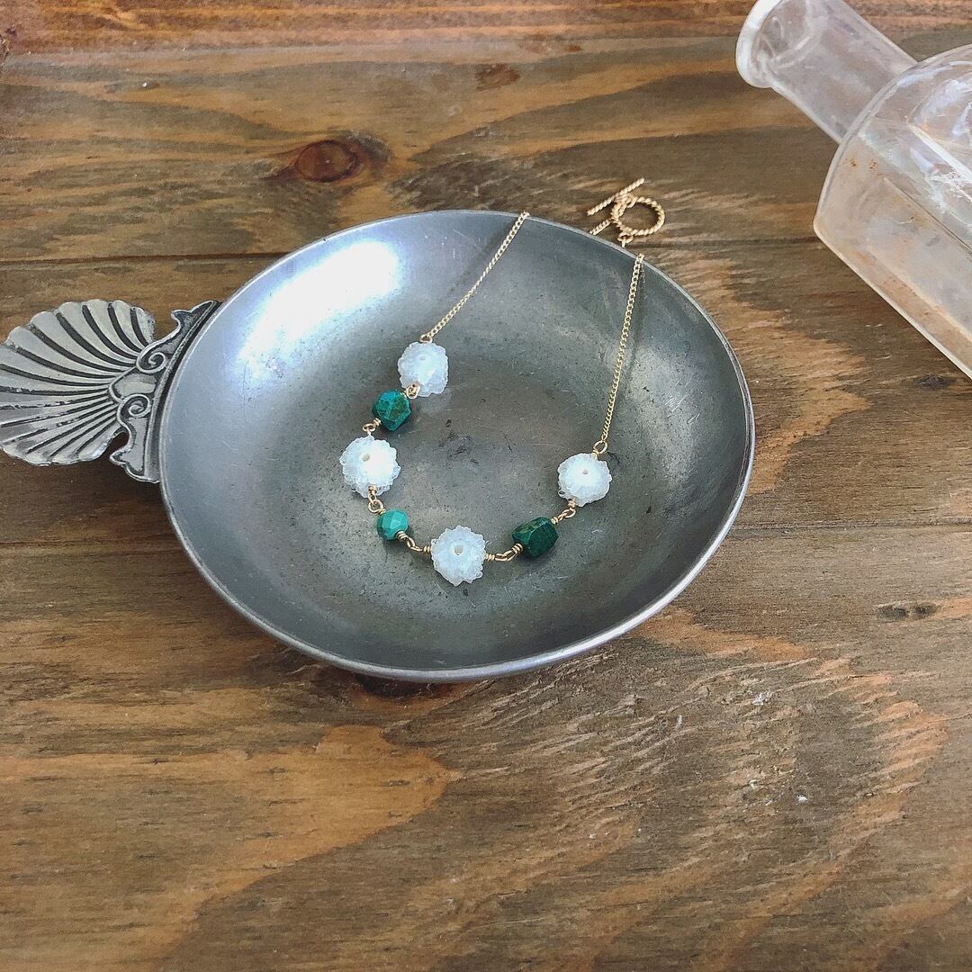 フラワードゥルージー×クリソコラ×ターコイズのアンクレット