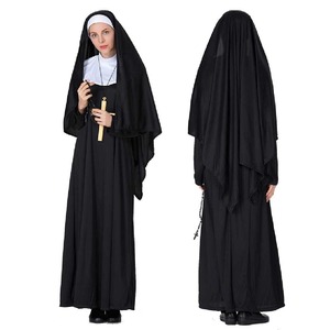 【新着特価】[GIYOMI] シスター服 ハロウィン コスプレ衣装 修道女仮装服 修道服 シスターコスチューム レディース キリスト教衣装 十字架付き 演出服 2タイプ