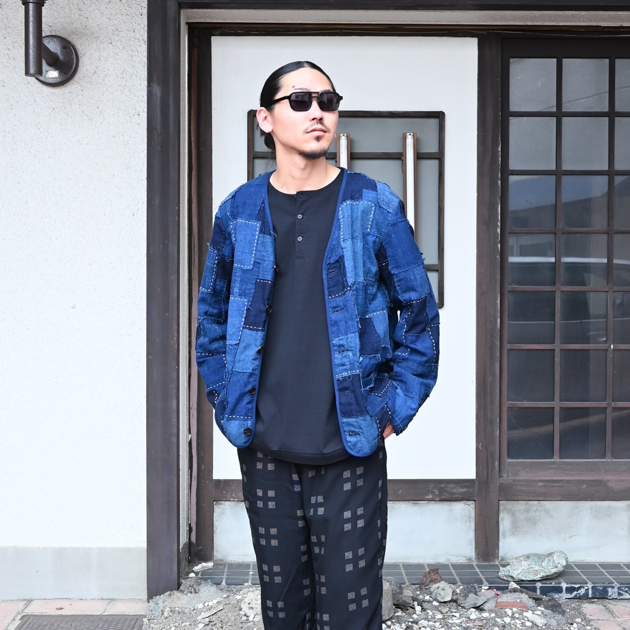 KUON / Vintage Boro Patchwork V-neck Jacket