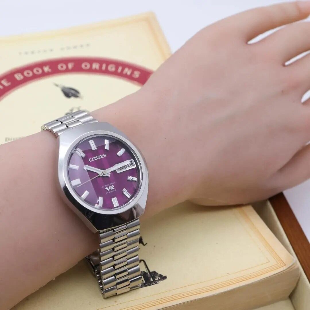 ◇稼働 CITIZEN セブンスター V2 腕時計 自動巻き 紫 機械式 q ◇稼働 CITIZEN セブンスター V2 腕時計 自動巻き 紫 機械式 q