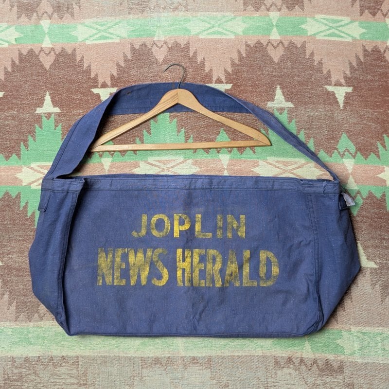 40s～ JOPLIN NEWS HERALD Navy Canvas Newspaper Bag | Wonder Wear