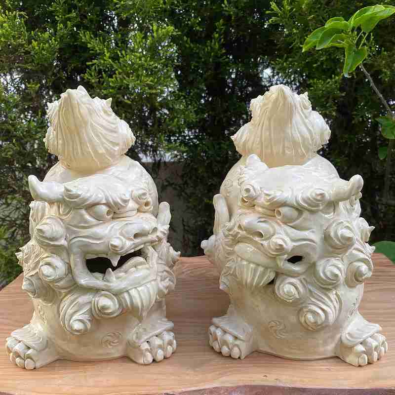 ホーヤーシーサー（大）（白・ツヤあり）【てぃーち工房】 | 沖縄の