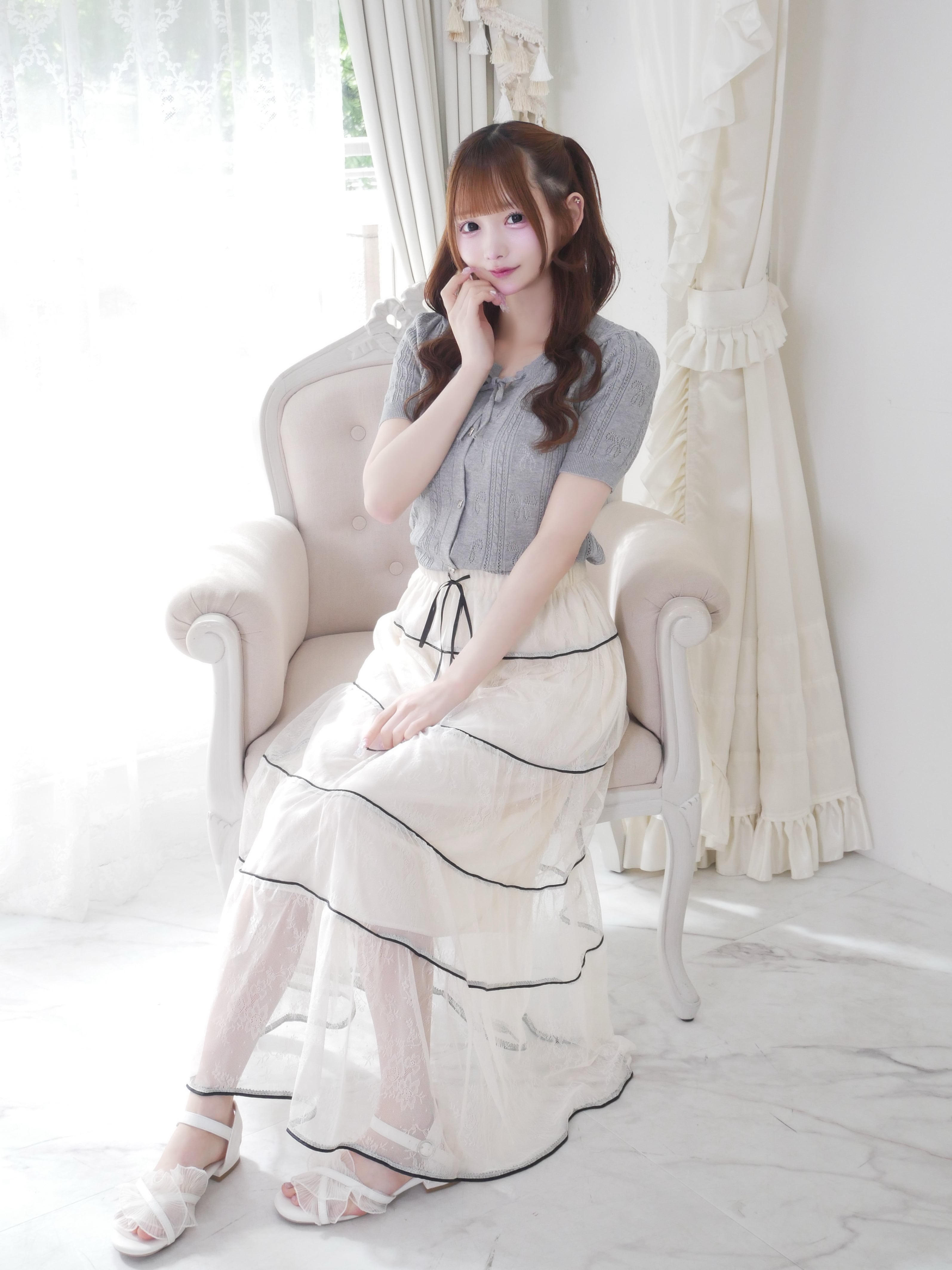 【LAST2】sweet ribbon knit cardigan