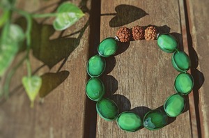 Spirit bracelet for ALL　～Rudraksha, GreenBeads～