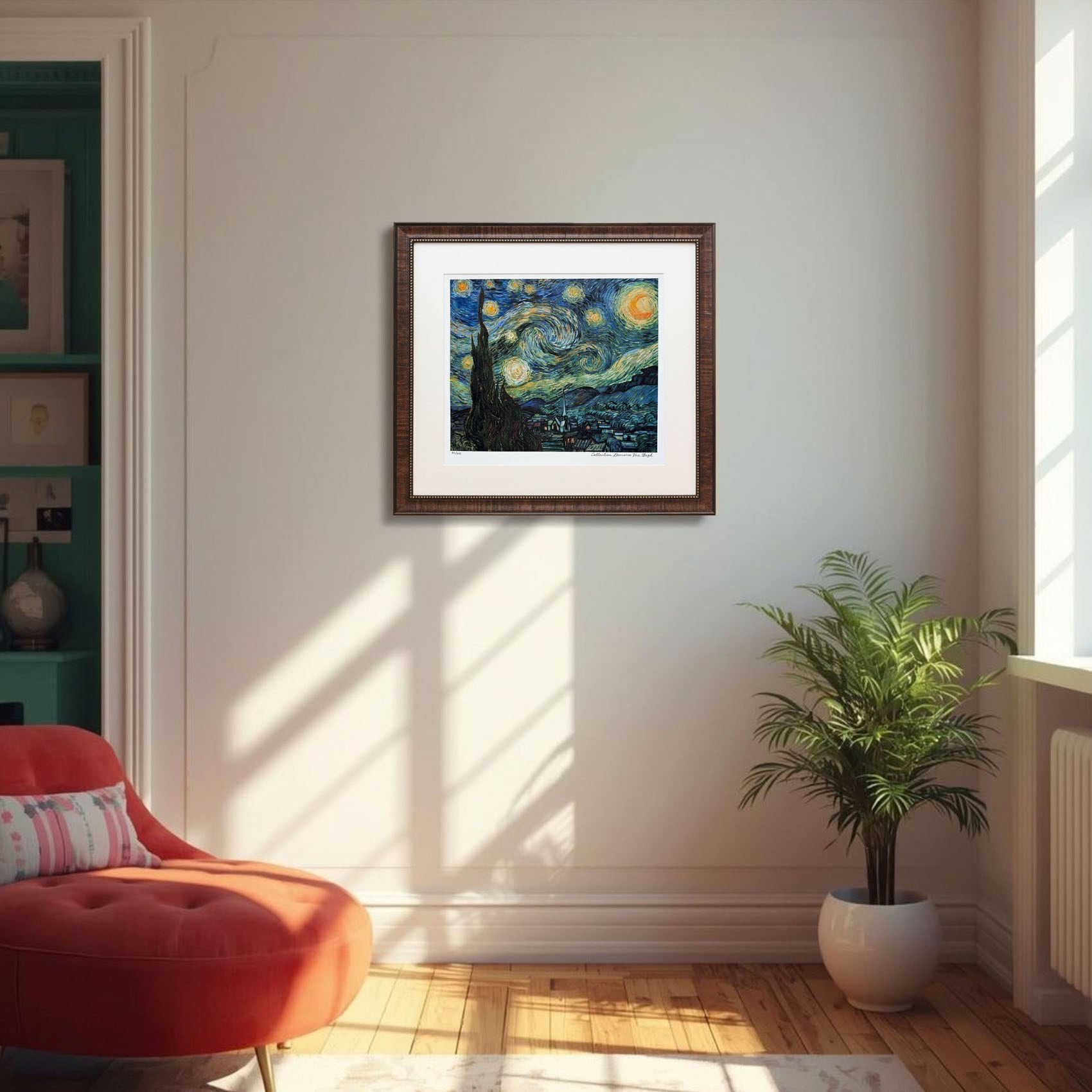 ゴッホ 絵画「星月夜」額縁4色選択可能 作品証明書 展示用フック 限定エディション付複製画 ジークレ