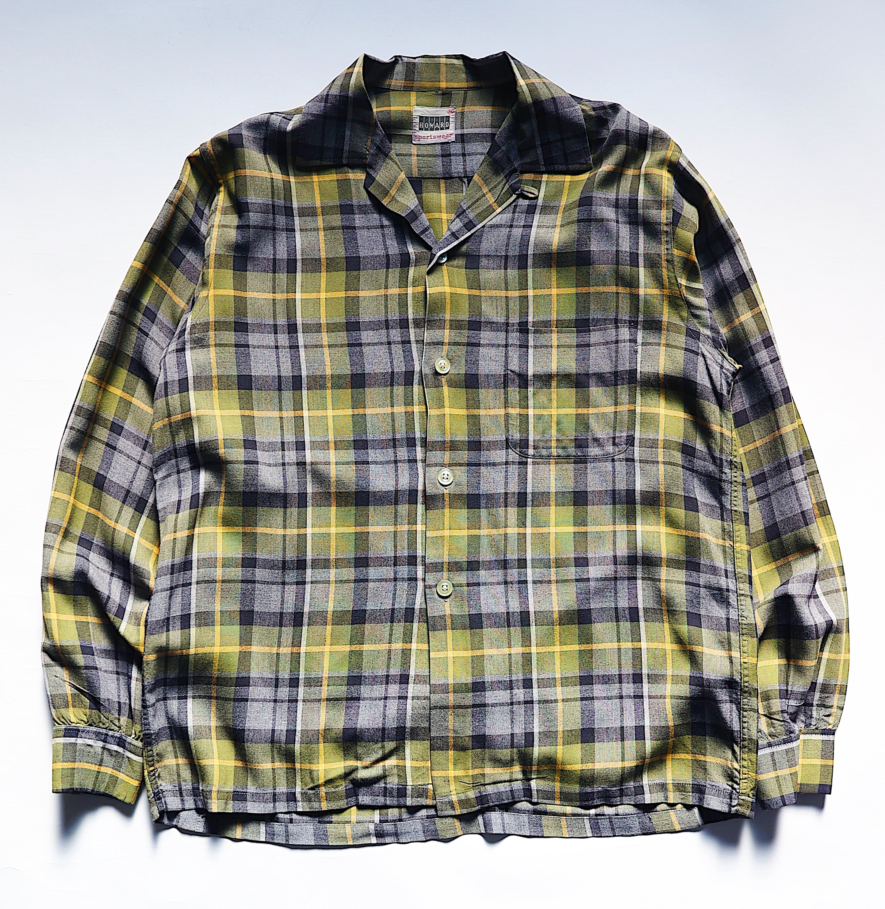 HOWARD SPORTSWEAR PLAID PATTERN RAYON L/S SHIRT