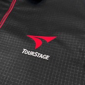 TOURSTAGE ツアーステージ ゴルフ ハーフジップ 半袖 ドライ ポロシャツ サイズ L /メンズ/ブラック×レッド