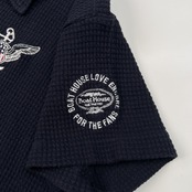 BOAT HOUSE ボートハウス 編み上げ ワッフル 半袖 ポロシャツ C/1 /ネイビー/LOVE ENCORE FOR THE FANS/レディース