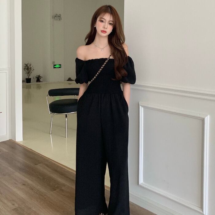 スリーブジャンプスーツ オールインワン サマー薄手ルーズパンツ ウェスト 夏物 ドラファッションホール35592097004