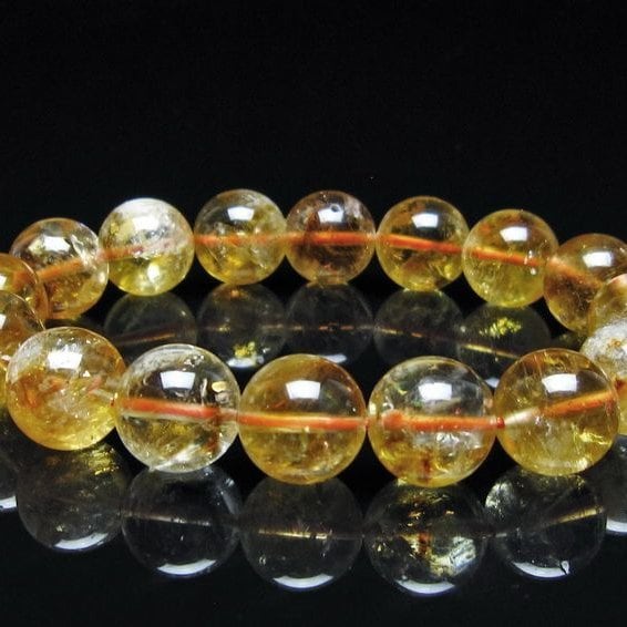 シトリン ブレスレット 虹入り 13mm シトリンクォーツ ブレス メール便可 一点物 111-50489
