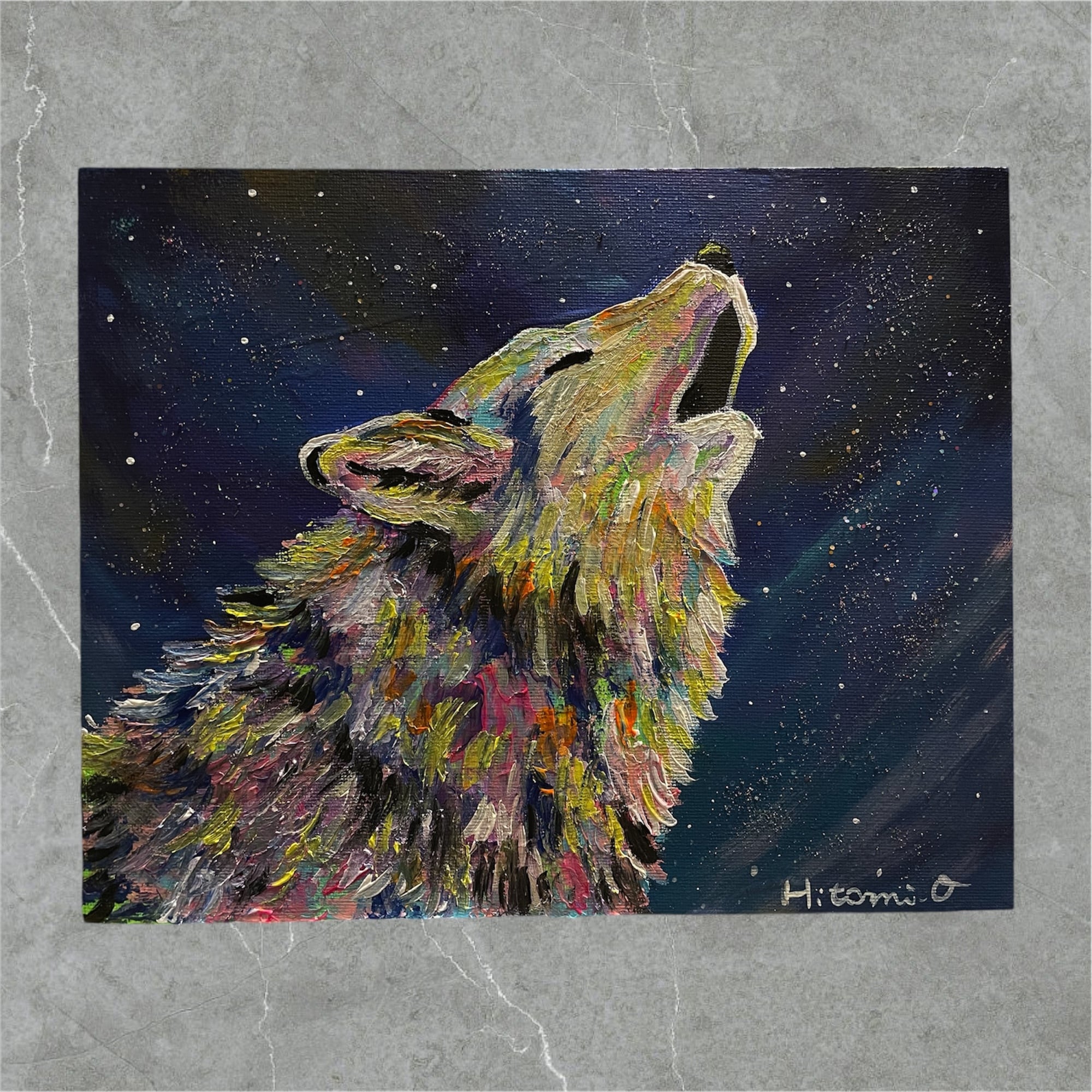 A-140/24】抽象画 風景画 夜空 宇宙 原画 絵画 キャンバス 真作