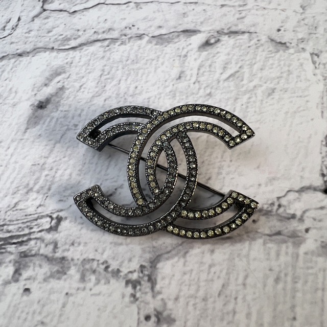 CHANEL シャネル ココマーク ストーン  ブローチ シルバー A-8912
