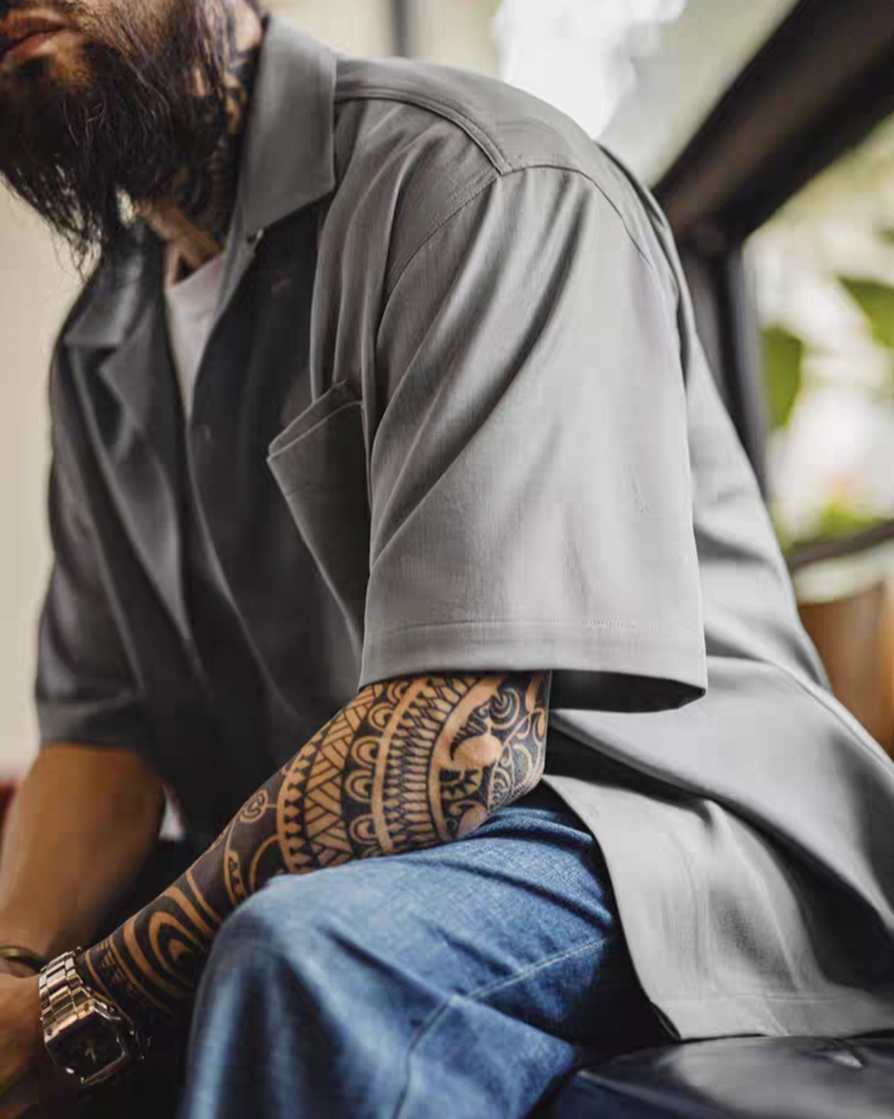 Vintage Style Cuban Collar Shirt  K0332
