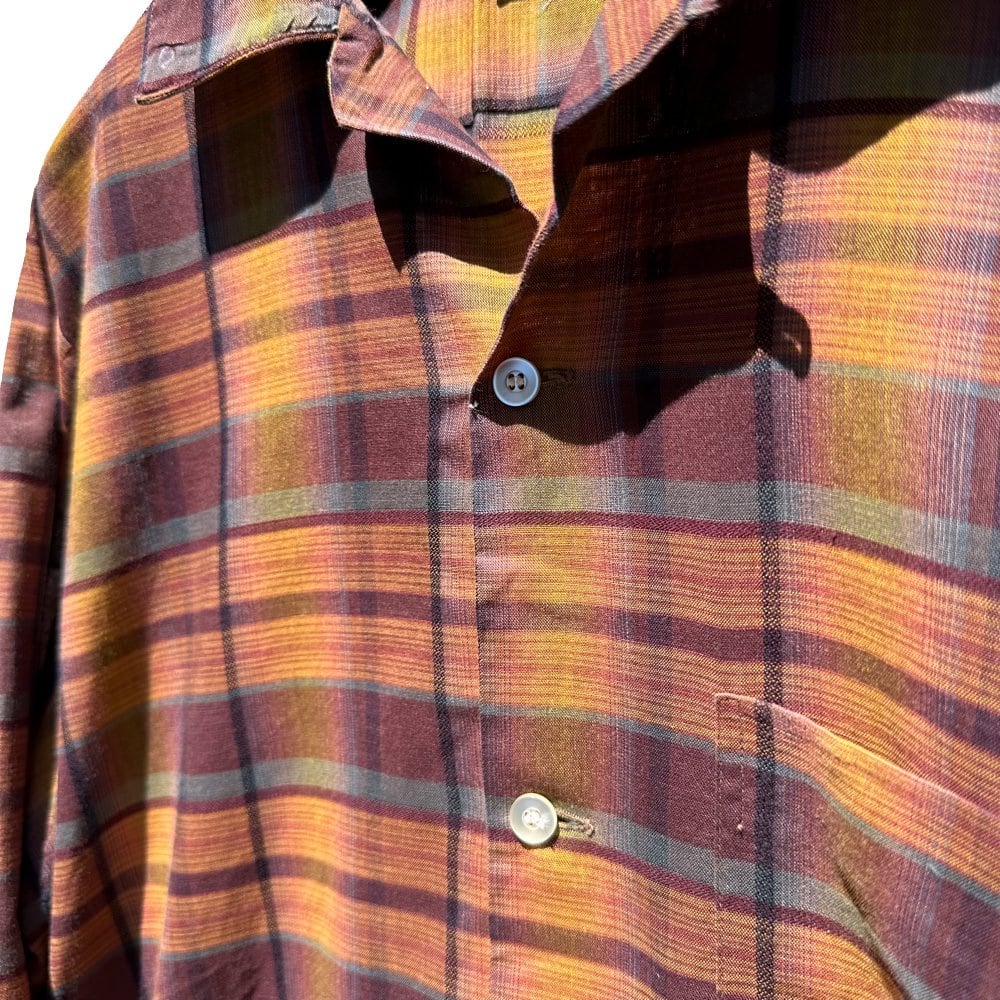 ARROW - Made In USA] Vintage Ombre Check Open Collar Cotton Shirt