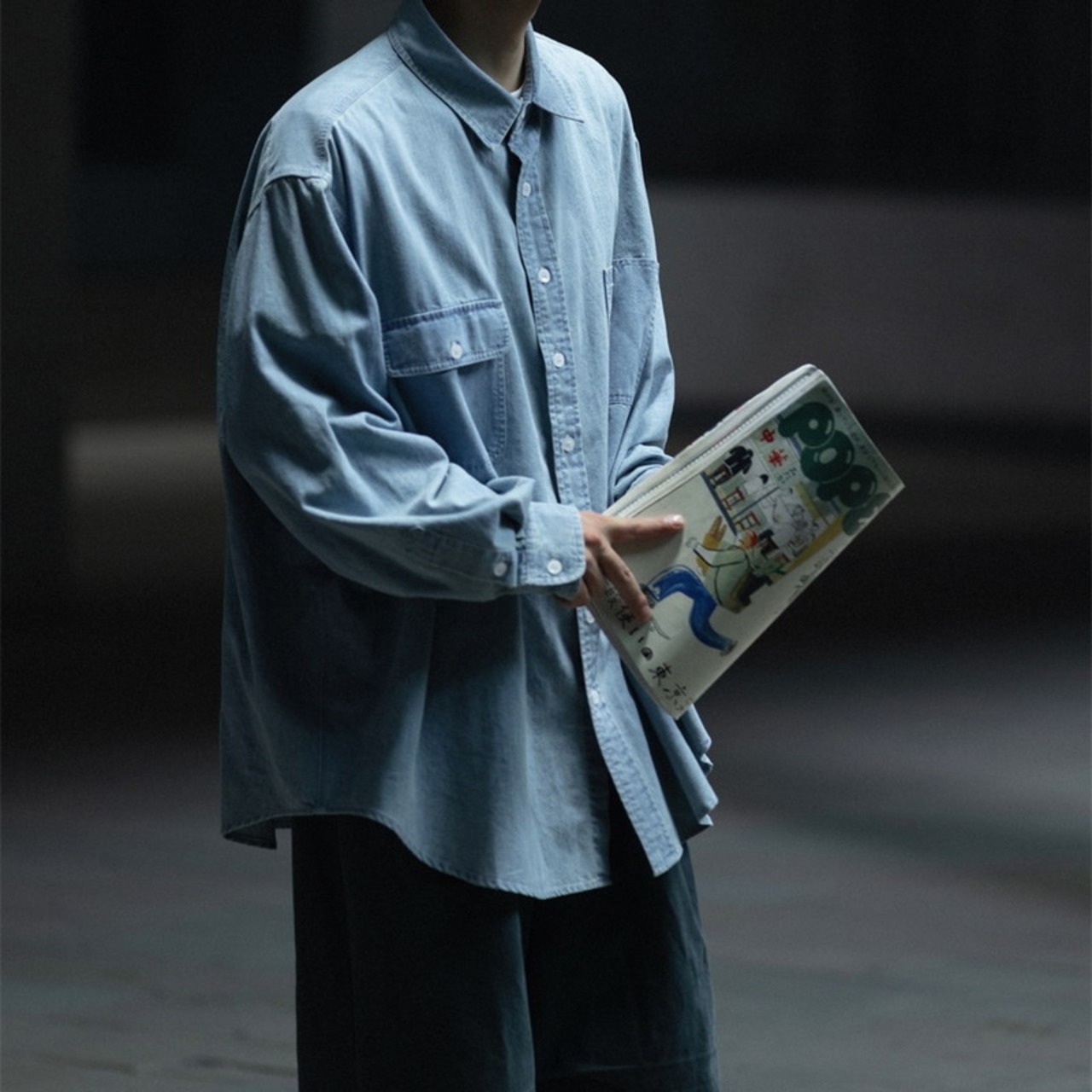 ライトブルーオールドウォッシュデニムシャツ　982