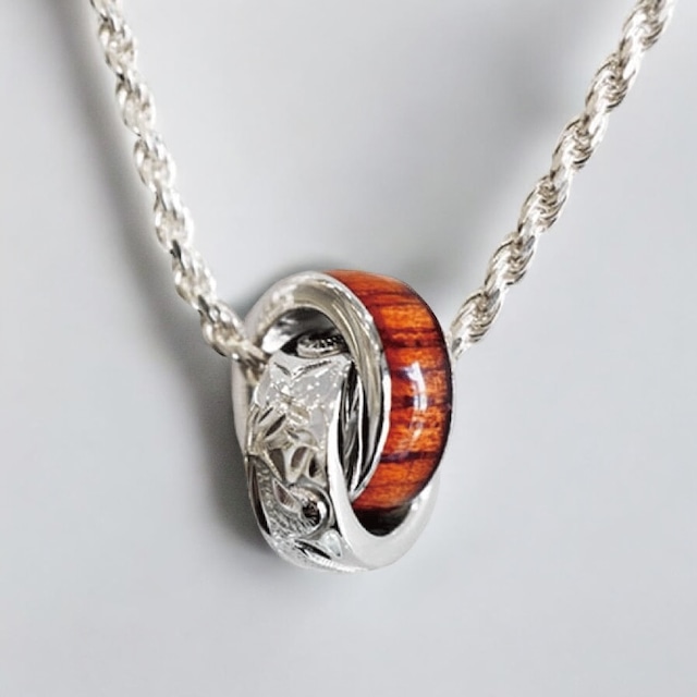 2連 シルバー925  /  コアウッド ペンダントヘッド Sサイズ ハワイアンジュエリー  2レイヤー メンズ レディース ペンダント ペンダントヘッド シルバー シルバー925 コアウッド 幸運 ギフト ラッピング無料 送料無料 ブルー lei-pep0616koa