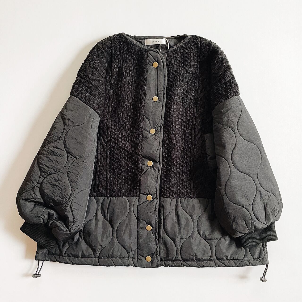 Quilting docking knit blouson (black)