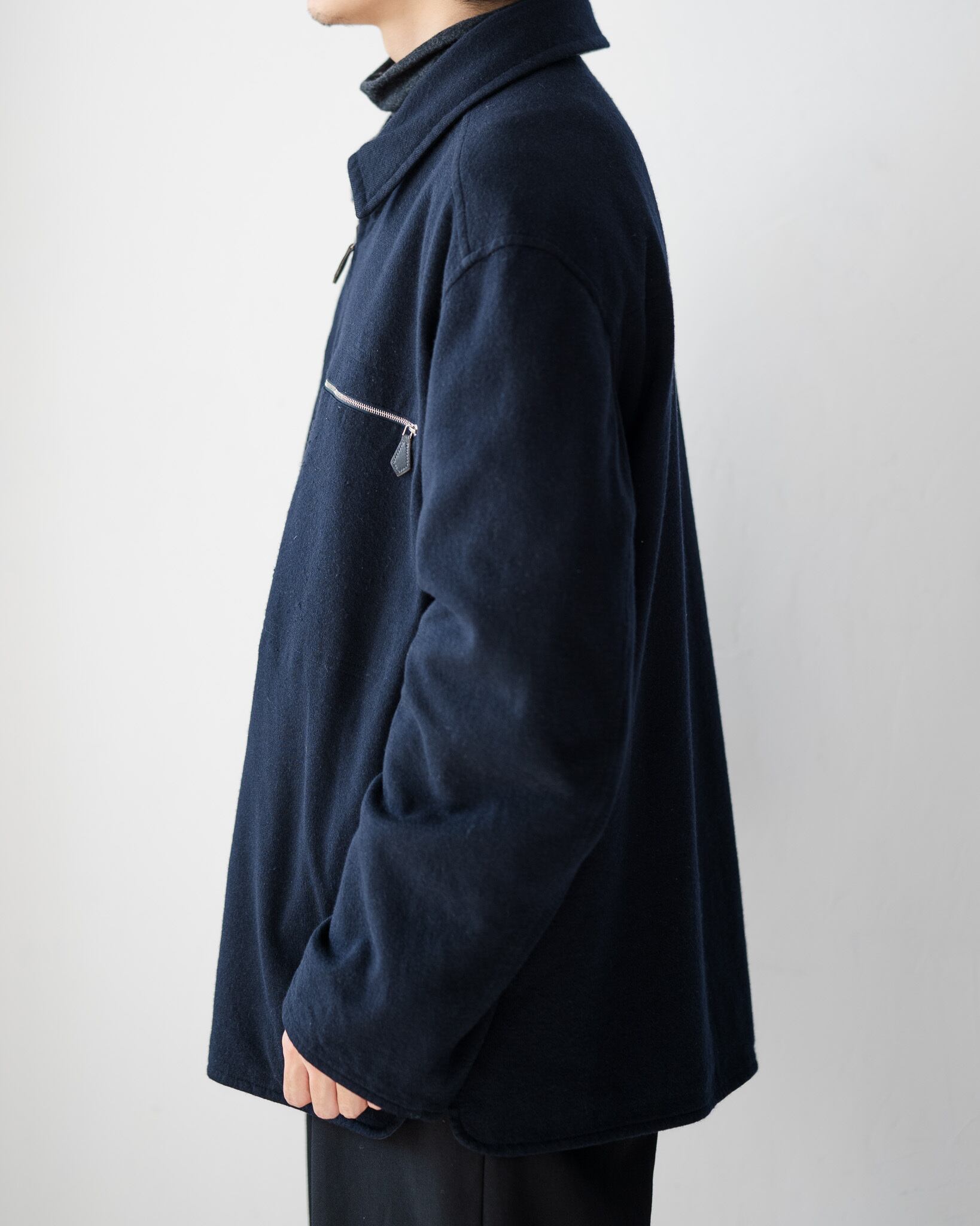 90's] Hermès Reversible Cashmere Jersey × Nylon Zip Jacket