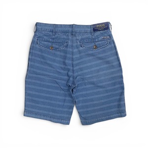 【新品】Polo Ralph Laure ポロラルフローレン コットン×リネン ボーダーショーツ ショートパンツ インディゴ 製品染 【SPT-POLO-010】