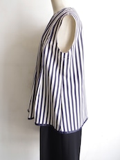 SINME ストライプタックノースリーブシャツ