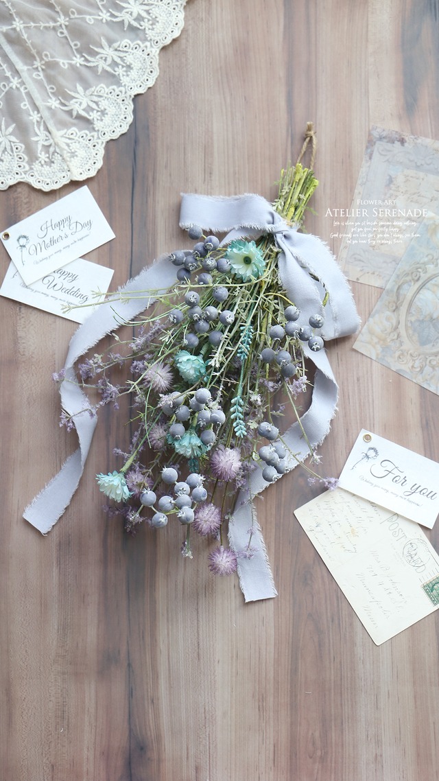 選べるギフトタグ♩蒼空とそよ風 ブルー・ガーデンのナチュラルスワッグ -Bluegreen herbs