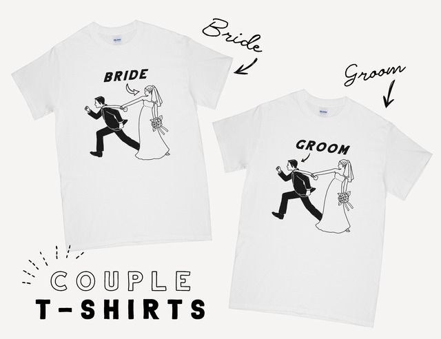【送料無料】新郎新婦 ペアTシャツ Bride&Groom │ 結婚 ウェディング 前撮り