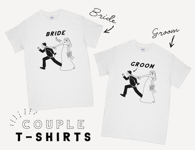 【送料無料】新郎新婦 ペアTシャツ Bride&Groom │ 結婚 ウェディング 前撮り