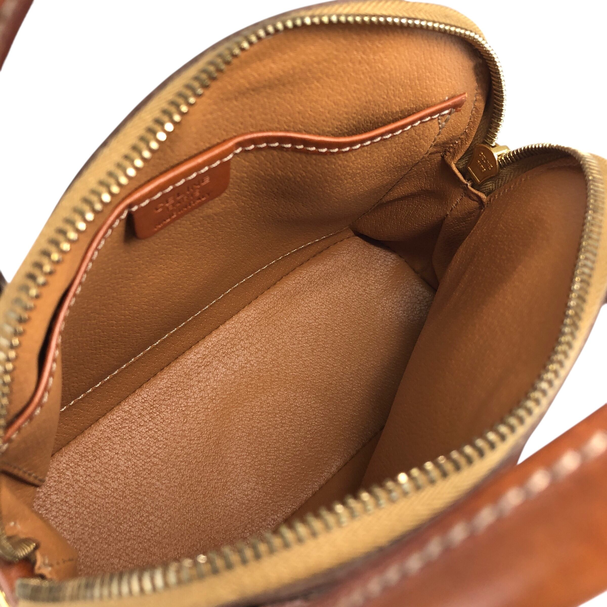 CELINE セリーヌ マカダム ショルダーバッグ ブラウン PVCレザー 2WAY
