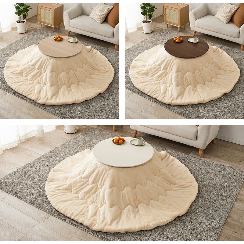 【完成品】 円形折れ脚カジュアルコタツ＋うす掛け布団 2点セット こたつ3種x掛け布団5種 ブラーナメレンゲ 幅68cm