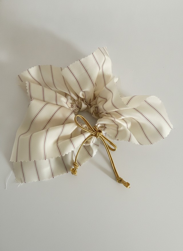 volume scrunchie | 日本製ストライプ生地2wayボリュームシュシュ（サテンコード付き）