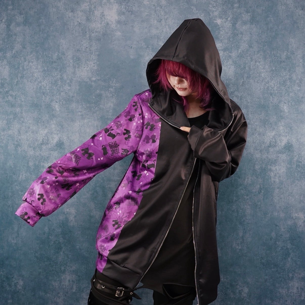 meruruニャン　　　　NieR LONG ZIP OUTER 【ミケ】 LONG LENGTH ZIP OUTER【マイメロディ×NieRちゃん】 | NIER CLOTHING