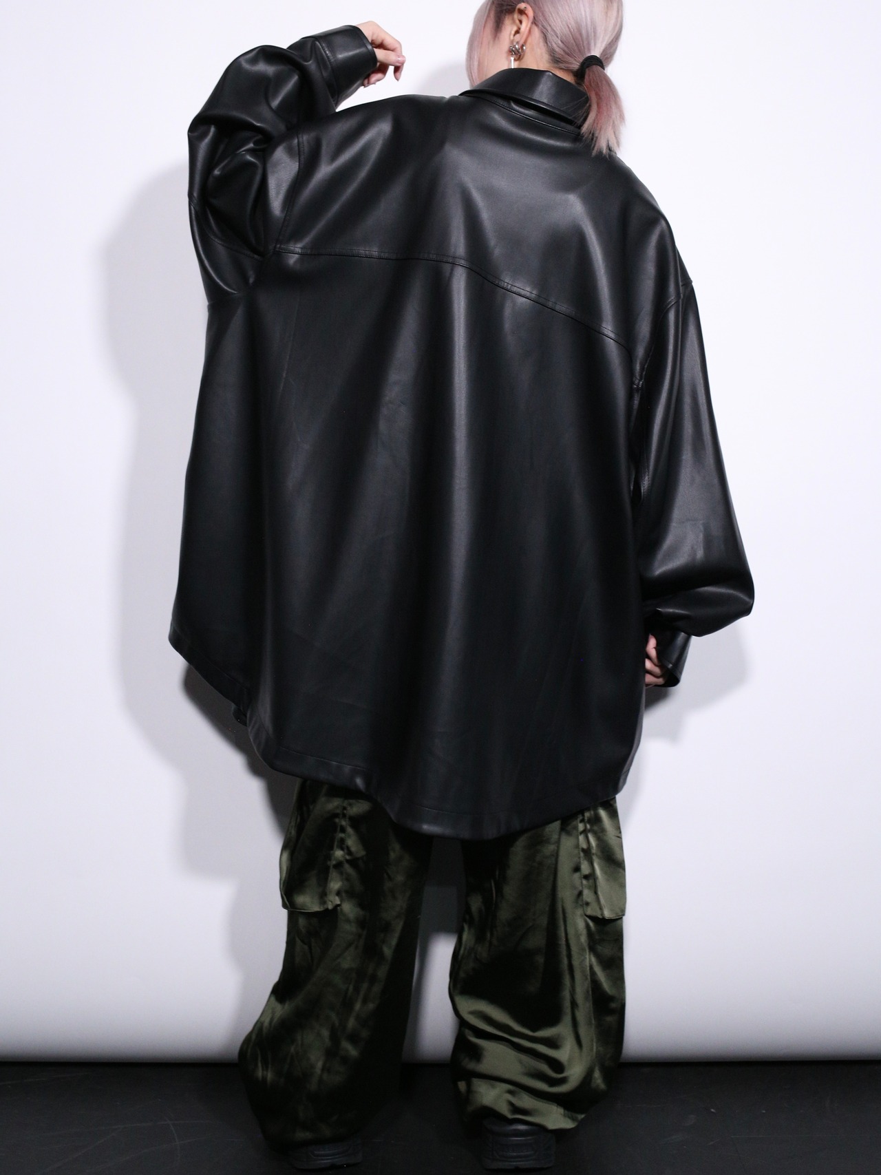 XXXX super over silhouette eco leather jacket - 5