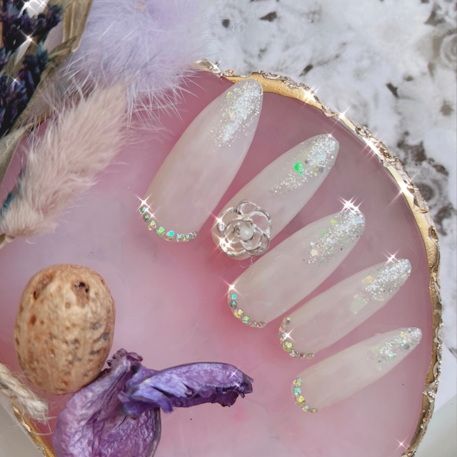 ピンクホワイト薔薇ネイル Nexus