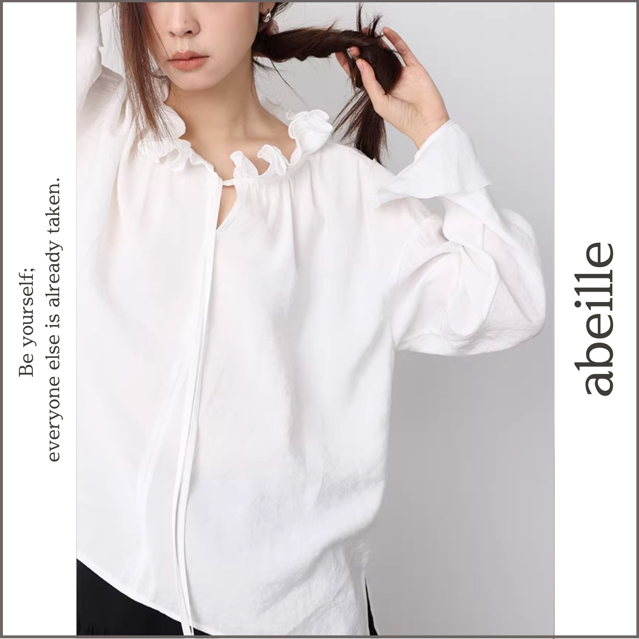 frill ribbon blouse 14256