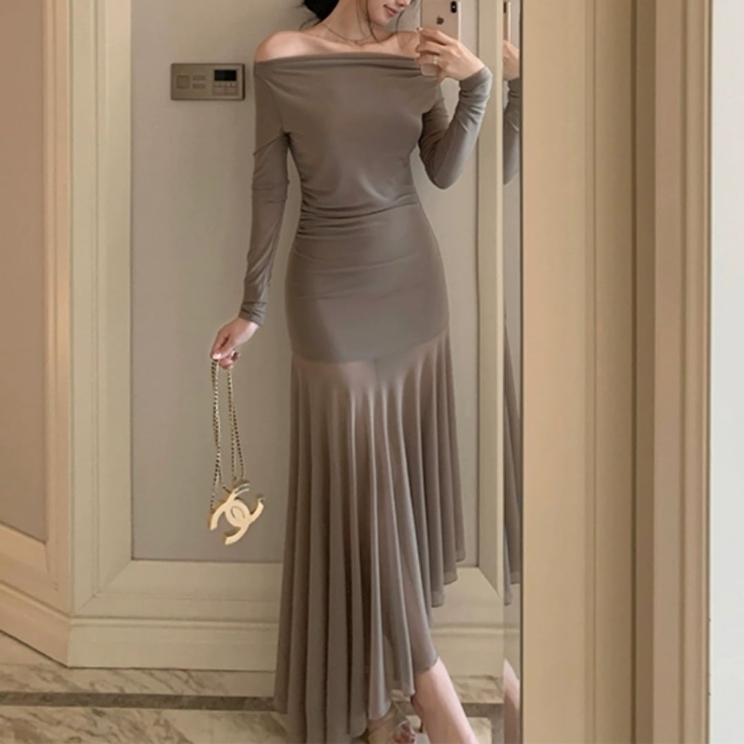 Stretch off-the-shoulder fitted dress 2508083