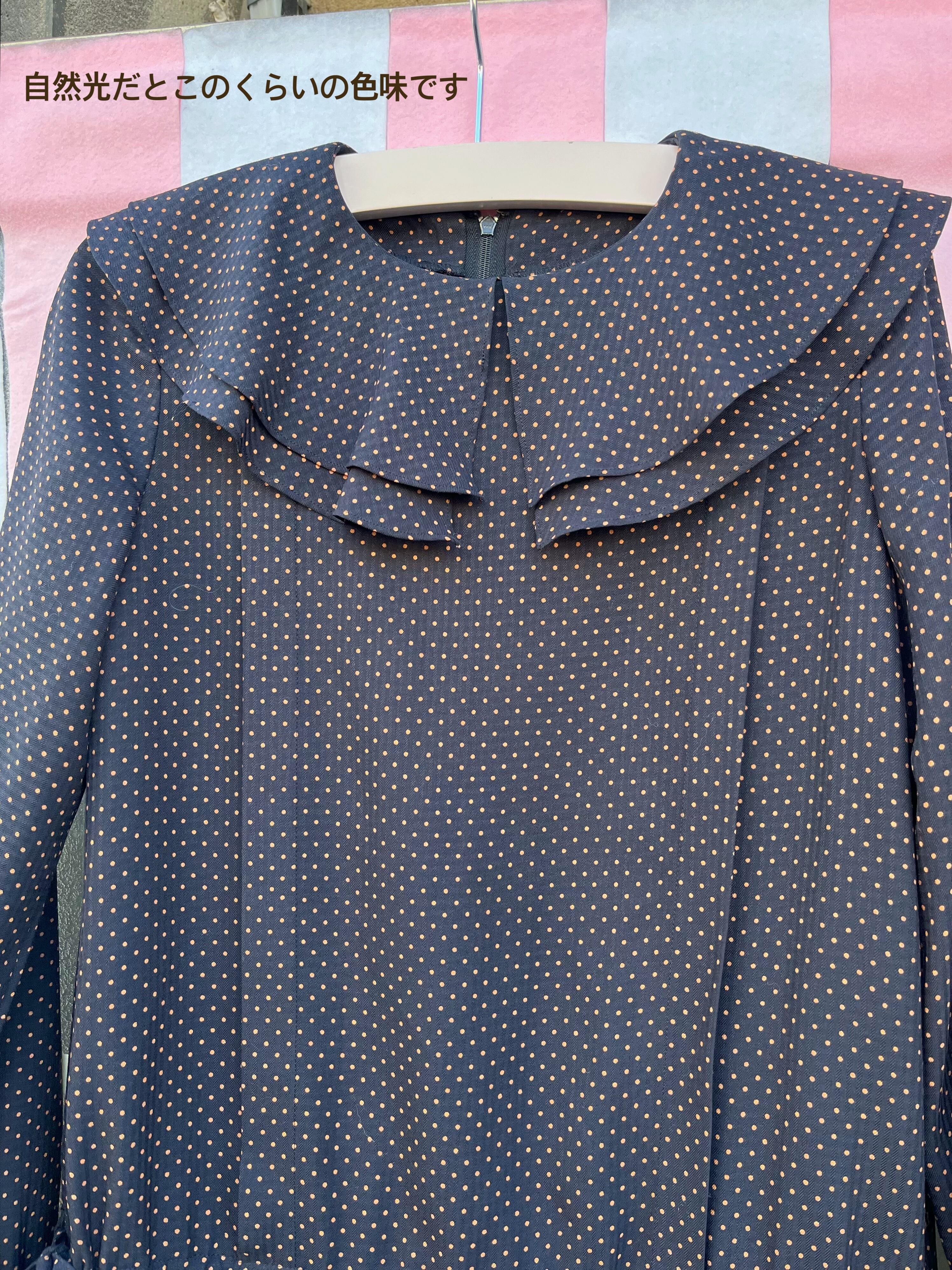 orange pin dot frill collar one-piece