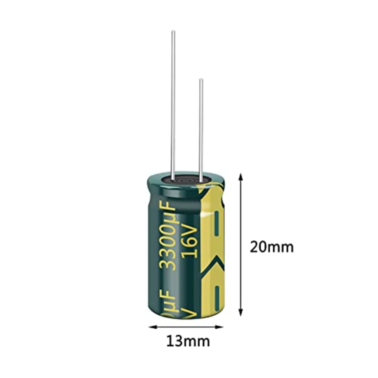 PENGLIN 10個 電解コンデンサ アルミ電解コンデンサ 16V 3300UF 105℃ 13X20mm 高周波 低抵抗 長寿命 (16V 3300μF)