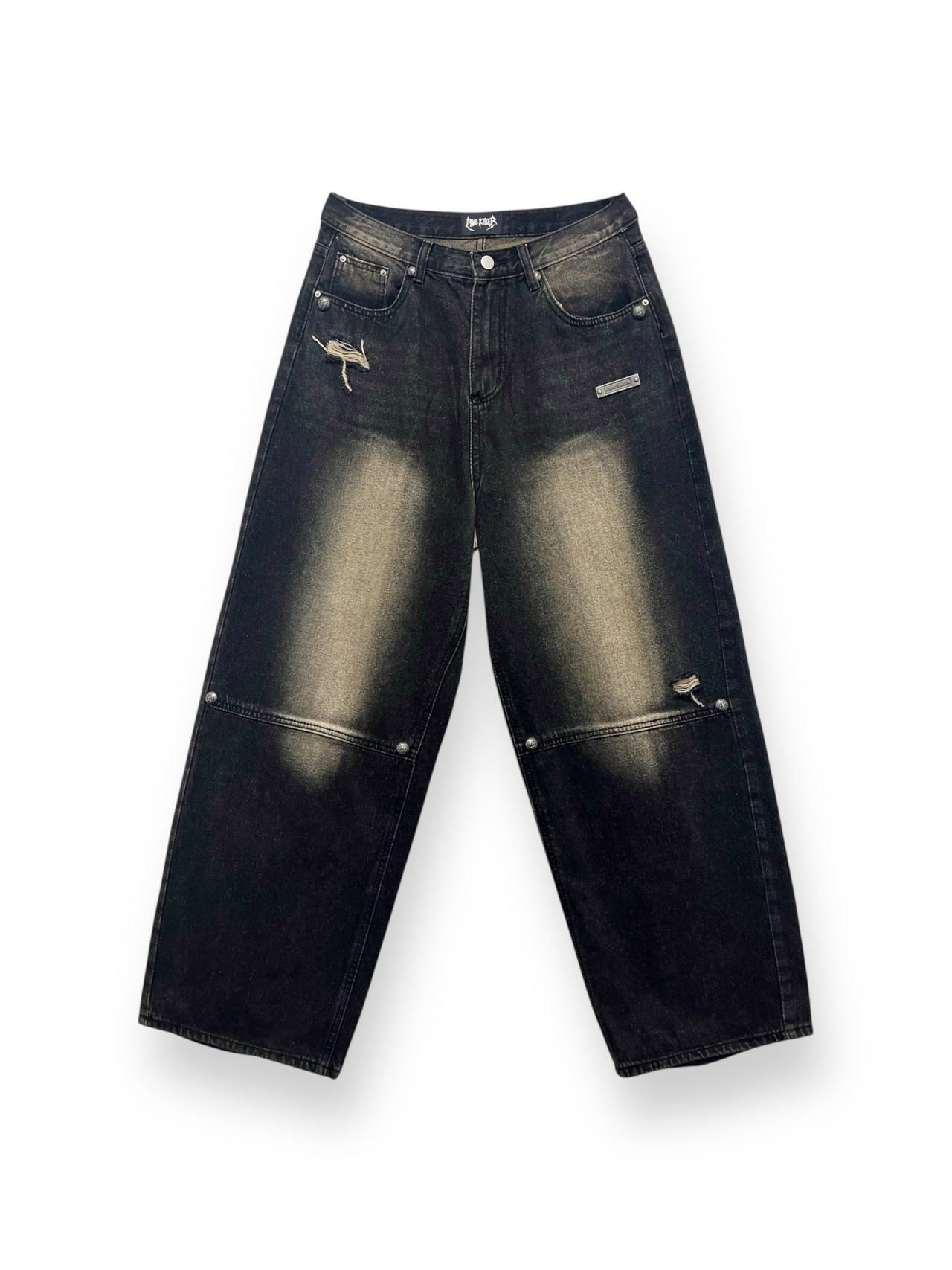 【LOVE KILLER】studs plate damage denim pants