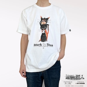 第1弾〈進撃の巨人〉リヴァイ猫&ハンジ猫 Tシャツ (Illustrations by 黒ねこ意匠)