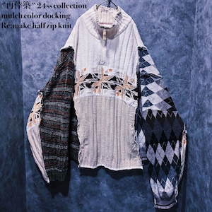 【doppio】"再倖築" 24ss collection mulch color docking Re:make half zip knit