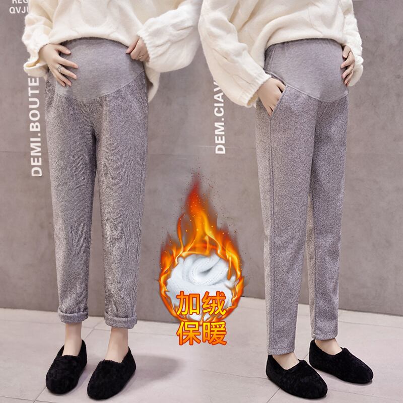 【新作】【送料無料】 9007秋冬厚く暖かいプラスベルベットマタニティパンツ調節可能なベリーパンツ服妊娠中の女性妊娠中のズボン オータム 秋物 ウィンター 冬物 アジャスタブル AL expec491717958379