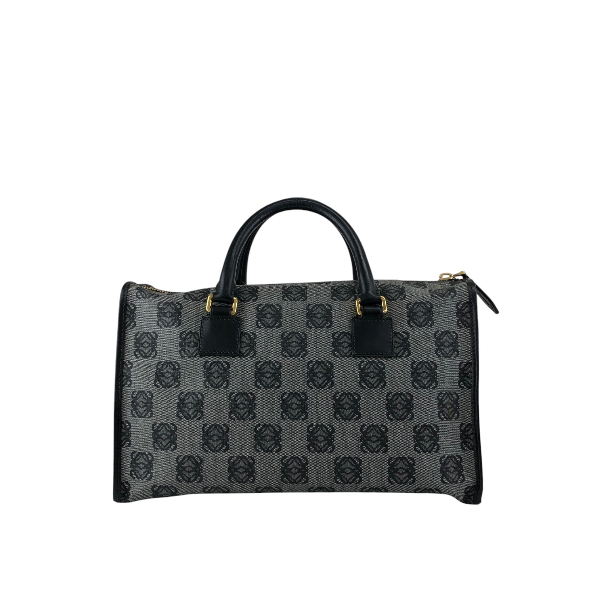 お*し様 LOEWE（ロエベ） ヴィンテージ・アナグラム ミニボストンバッグ LOEWE ロエベ ハンドバッグ グレー アナグラム PVC レザー ミニ