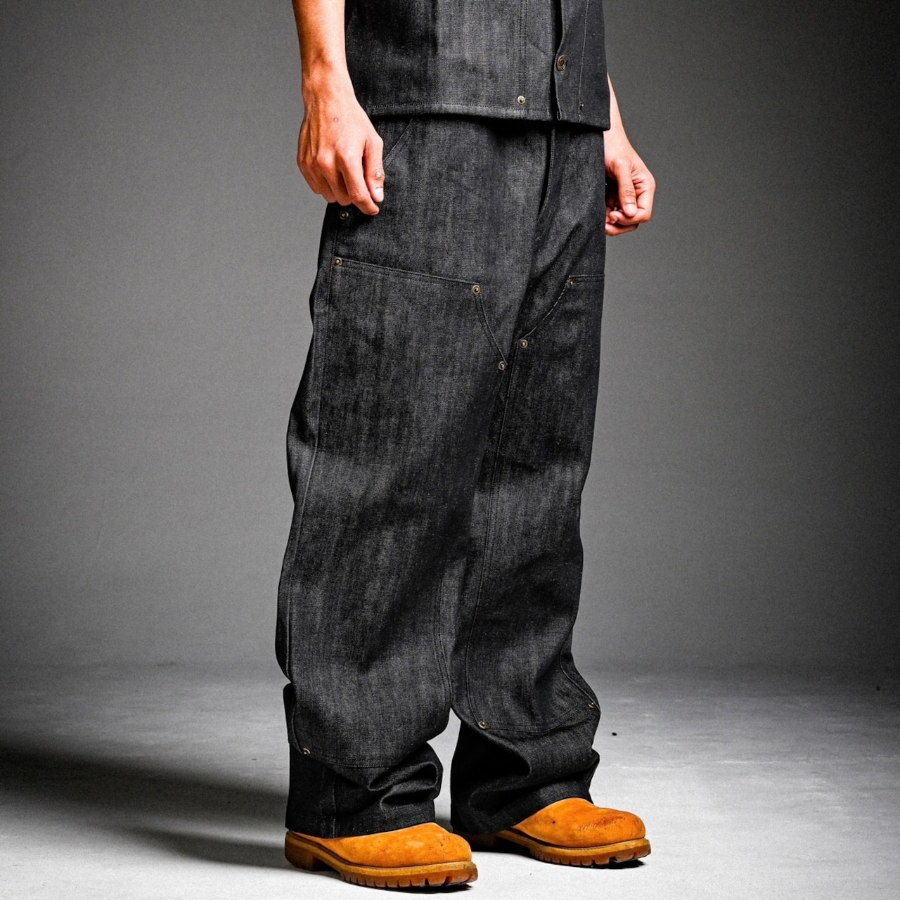 BLAZED LOGO RIGID BAGGY DENIM