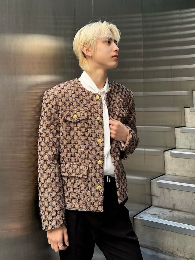 【ALUDE TOKYO】block pattern tweed jacket
