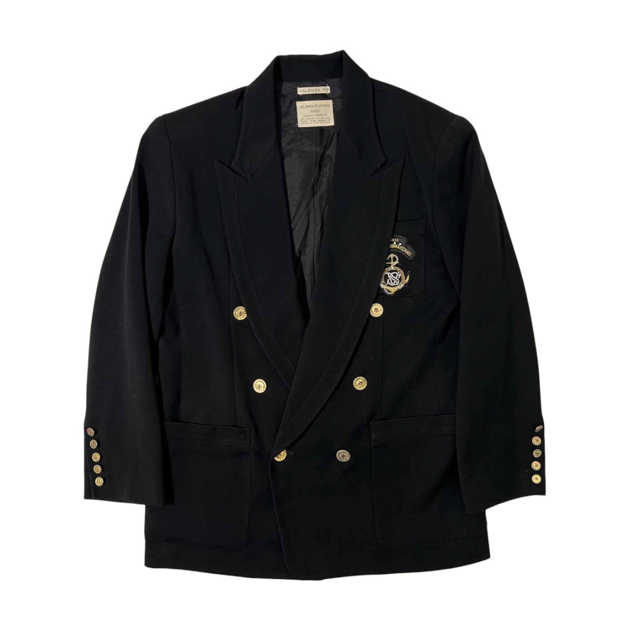 バレンザポー スポーツ VALENZAPO Sports 金ボタン ダブル テーラードジャケット M /ブラック/日本製