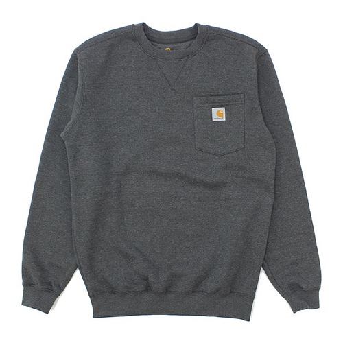 カーハート 裏起毛 Vガゼット ポケット付きスウェット トレーナー 7620613 CARHARTT CREWNEC POCKET SWEATSHIRT C.HEATHER [並行輸入]