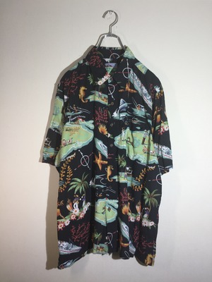 80's-90's reyn spooner 総柄アロハシャツ 海モチーフ ハワイ製 ダイヤモンドヘッドタグ