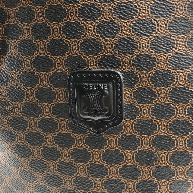 CELINE セリーヌ マカダム トートバッグ ブラック ブラゾン型押し PVCレザーvintage ヴィンテージ オールド  cay5vs