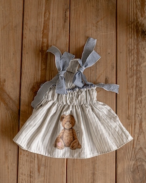 予約販売 Teddy Grove Dress (navy)(※シュシュ オプション) 韓国犬服 kiki&nini