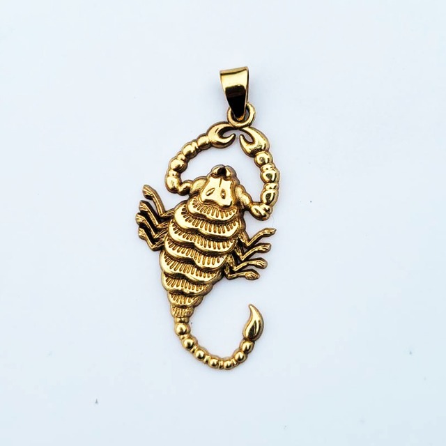 23K GOLD PLATED 925 SILVER SCORPION PENDANT / FACE